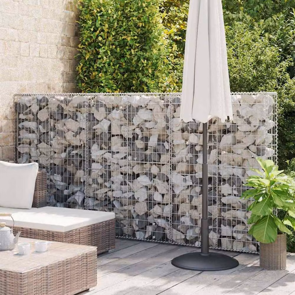 Berkfield Home Durable Galvanised Steel Gabion Wall with Covers in Silver, W: 300 cm, D: 50 cm, H: 150 cm – 2
