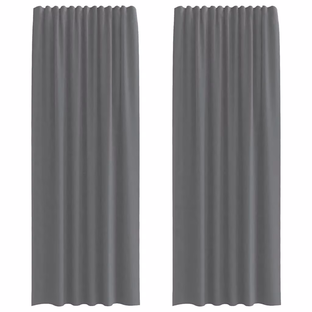 Berkfield Home Dark Grey Voile Fabric Curtains with Rod Pockets, 2 Pack – 2