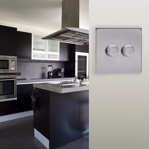 Varilight 2-Gang LED Dimmer Switch in Brushed Steel Grey – 2