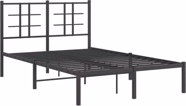 Berkfield Home Metal Bed Frame with Headboard in Black, W/D/H: 120 x 190 cm – 1