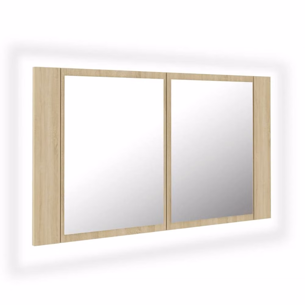 Berkfield Home LED Bathroom Mirror Cabinet in Sonoma Oak Brown, W/D/H: 80 x 12 x 45 cm – 2