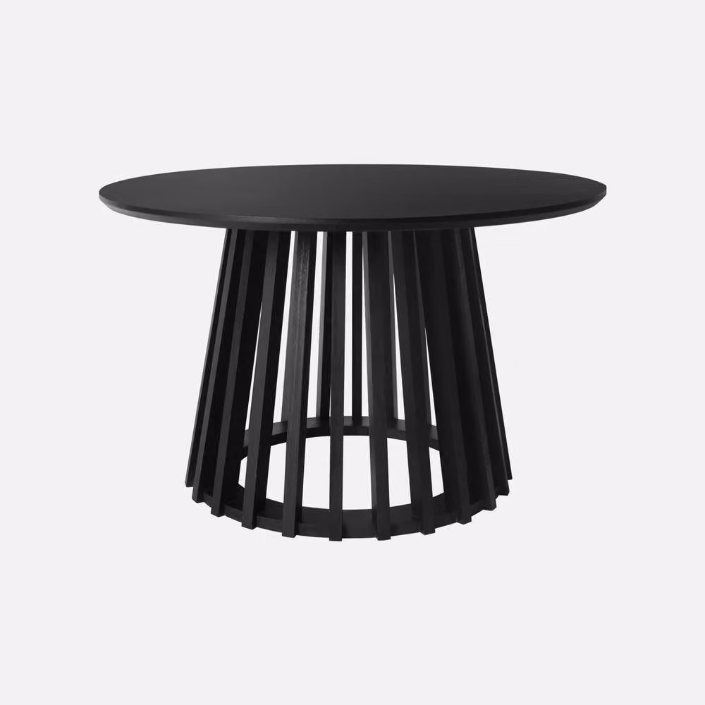 sweeek Pair of Round Black Wooden-effect Coffee Tables with Nested Tops – 2