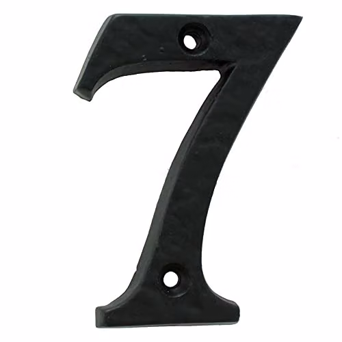 Loops Black Antique Iron Numeral Plaque Number 7, Height: 78 mm, Depth: 8 mm