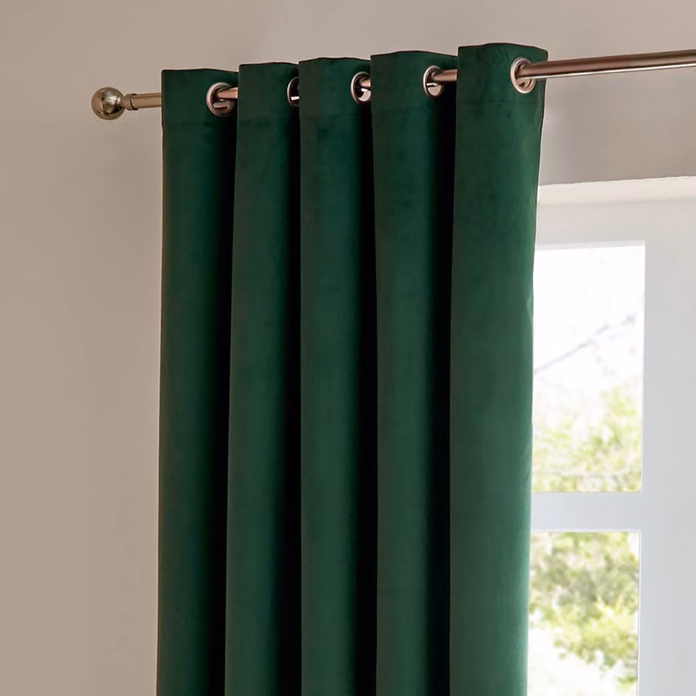Furn Ultimate Velvet Blackout Eyelet Curtains, Emerald Green, Width: 168 cm, Drop: 229 cm – 4
