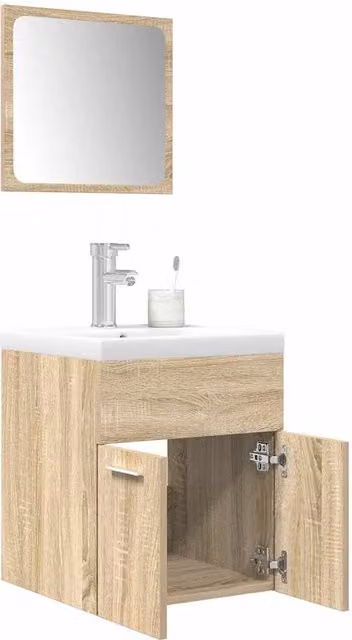 Berkfield Home 3 Piece Modern Bathroom Furniture Set in Sonoma Oak Brown