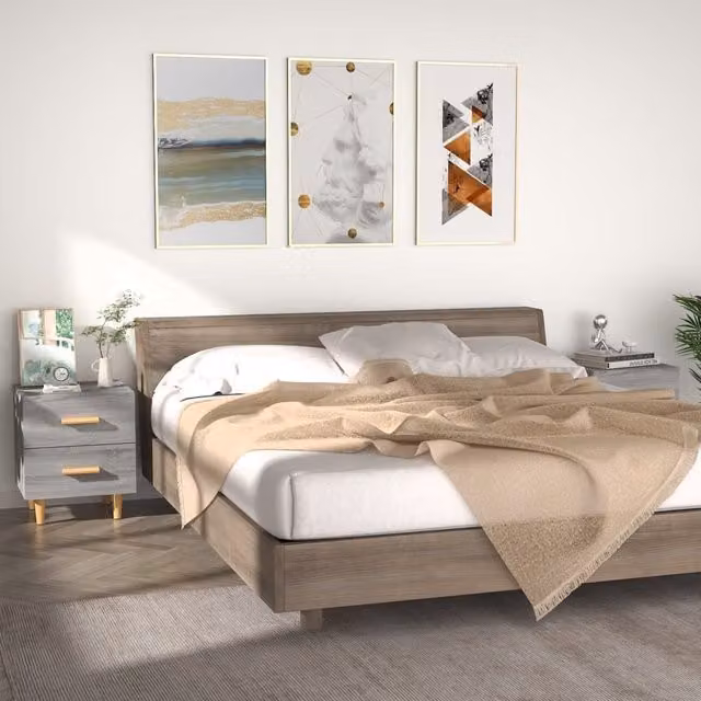 Berkfield Home Bed Cabinets, 2 Piece, Grey Sonoma, W: 40 cm, D: 35 cm, H: 47.5 cm
