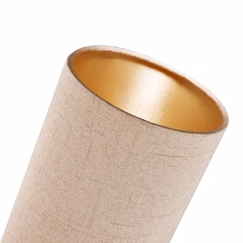 Happy Homewares Modern Cylindrical Linen Fabric Lampshade in Taupe and Beige, Height: 25 cm