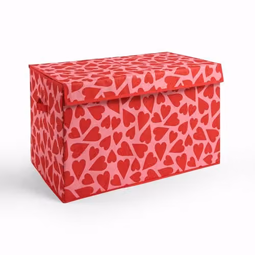 OHS Large Collapsible Fabric Storage Box with Lid and Handles, Pink – 6