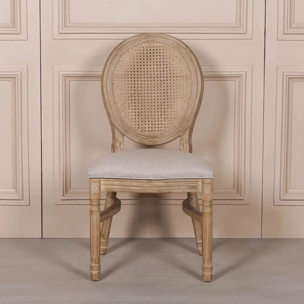 FLAVORA Stackable French Style Bergere Wooden Dining Chair in Brown – 2