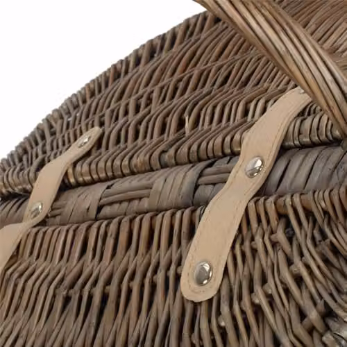 Red Hamper EH001B Oval Wicker Picnic Basket with Antique Wash Finish – 3
