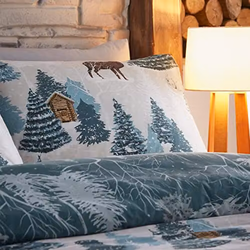 Riva Home Nature Graphic Reversible Duvet Cover and Pillowcase Set, Blue, W/D/H: 200 x 200 cm – 2