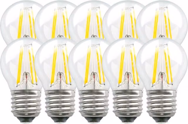 Harper Living Pack of 10 Warm White Dimmable E27 LED Golf Ball Bulbs, 4.5W, Transparent