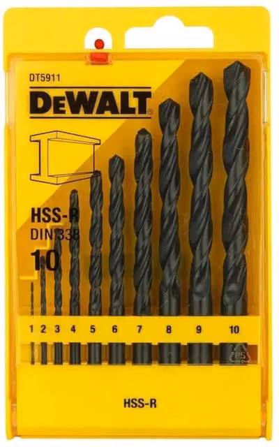 DeWalt HSS Twist Drill Bit Set, 10 Pack, Black – 1