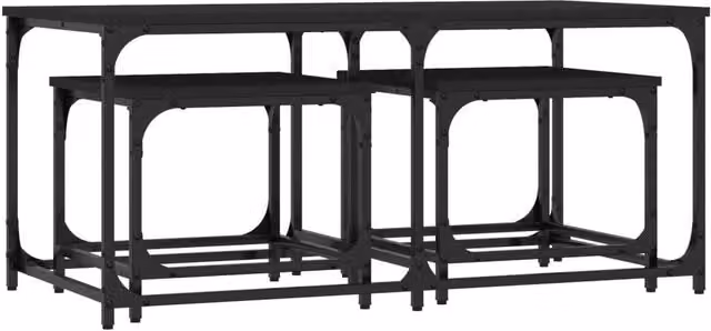 Berkfield Home Nesting Coffee Tables, 3 Piece Set in Black Engineered Wood