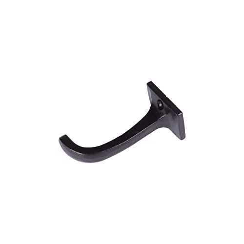 Hammer and Tongs Matt Black Powder-Coated Iron Square Back Curved Hook, W: 3.0 cm, H: 4.5 cm – 2