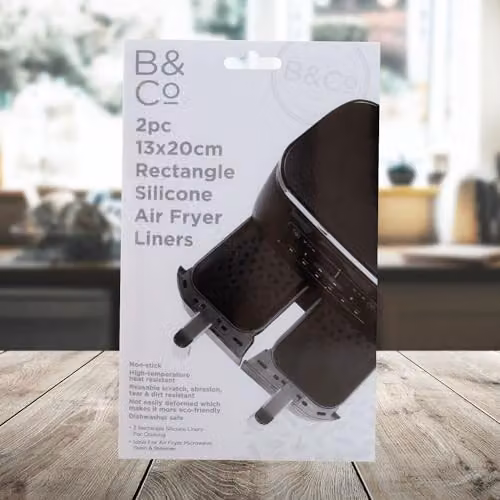 VFM Reusable Non Stick Rectangular Silicone Air Fryer Liner, Grey or Black, W: 13 cm x D: 13 cm x H: 1 cm – 5