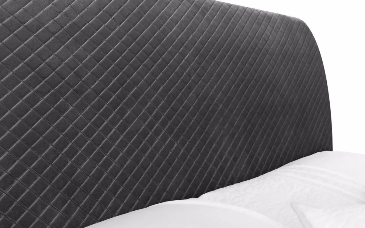 Ashfield Grey Diamond Premium Quilted Velvet Upholstered Bed - Double (140 x 200 cm) – 3