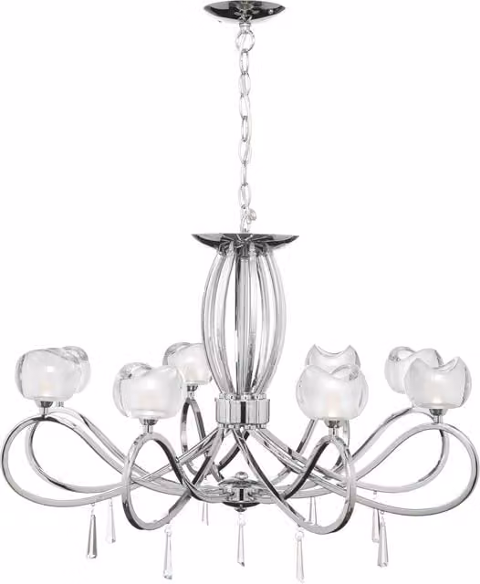 Litecraft Marta LED Suspended Pendant Ceiling Light in Chrome and Glass