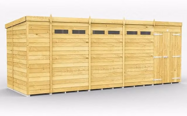 Buttercup Farm Brown Pent Security Wood Shed with Double Doors, L178 x W533 x H201 cm – 1