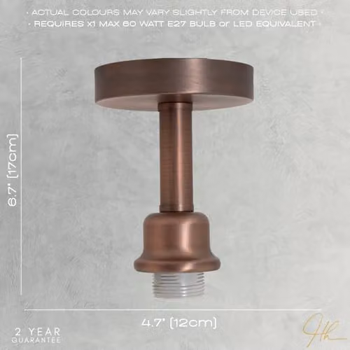 Happy Homewares Contemporary Designer Short Semi Flush Ceiling Rose Light in Copper – 2