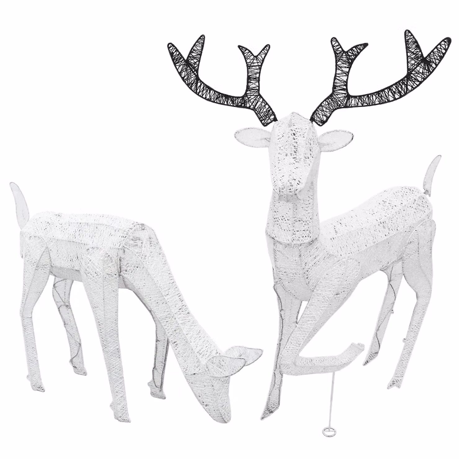 Monstershop Large Light Up Stag and Doe Reindeer Set in White – 2