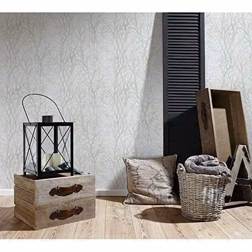 A.S. Création Forest Pattern Botanical Embossed Wallpaper in Green and White – 1