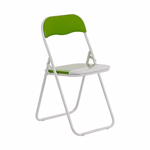 Harbour Housewares Padded Folding Chair in Green with Synthetic Leather and Metal Frame