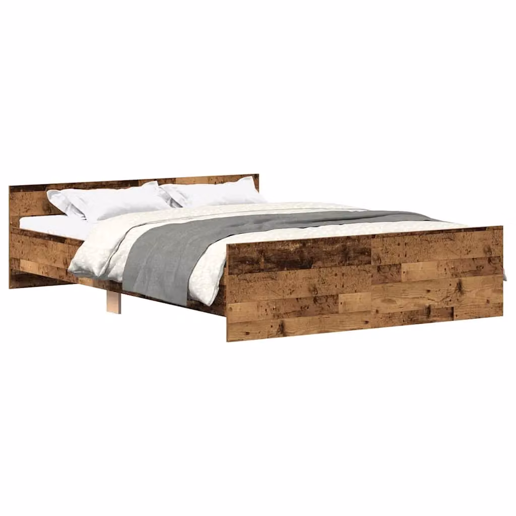 Berkfield Home Old Wood Bed Frame in Brown, Engineered Wood, W/D/H: 140 x 190 cm – 2