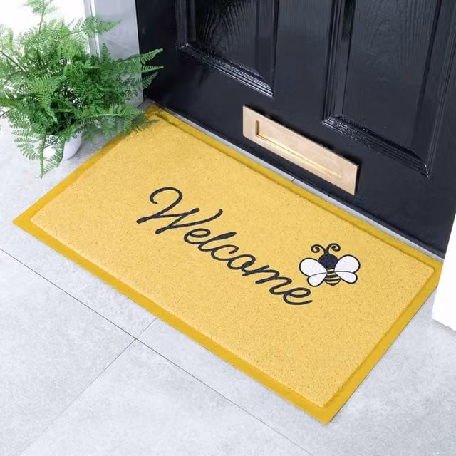 Artsy Mats Welcome Bee Indoor and Outdoor Doormat, Yellow, W: 70 cm, D: 40 cm – 1