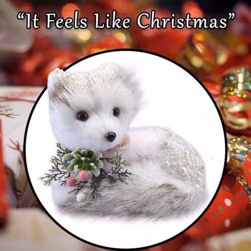 VFM e-Store White Flocked Fox Christmas Tabletop Decoration – 5