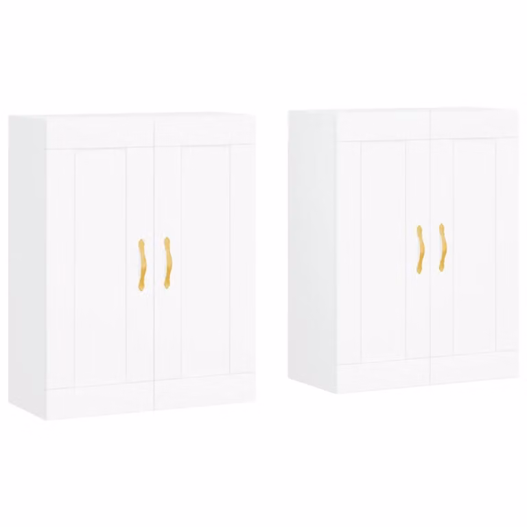 Berkfield Home Set of 2 White Matt MDF Wall Mounted Cabinets with Hinged Doors