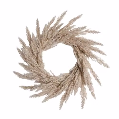 OHS Beige Artificial Floral Pampas Wreath for Summer and Spring Decor, Diameter: 55 cm