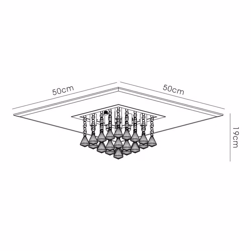 Netlighting Starda Square Flush Ceiling Light in Chrome with Grey Smoked Mirror and Crystal, 8 x G9 – 2
