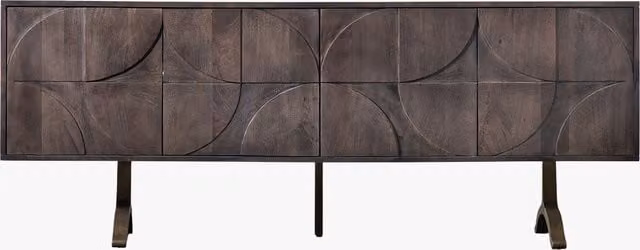 Perch & Parrow Meredith 4 Door Mango Wood Sideboard in Brown with Geometric Design
