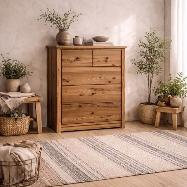 Wyld Haus Tralee Brown Pine 3+2 Chest of Drawers