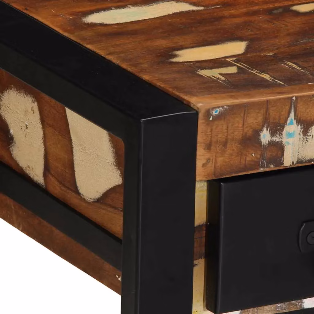 Berkfield Home Multicolour Reclaimed Solid Wood Side Table, W/D/H: 35 x 35 x 50 cm – 4