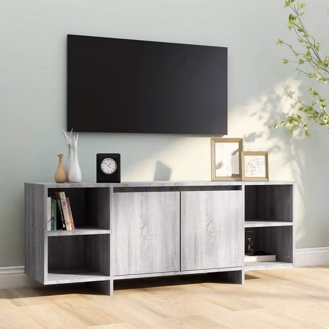 Berkfield Home Grey Sonoma TV Cabinet in Engineered Wood W/D/H: 130 x 35 x 50 cm – 1