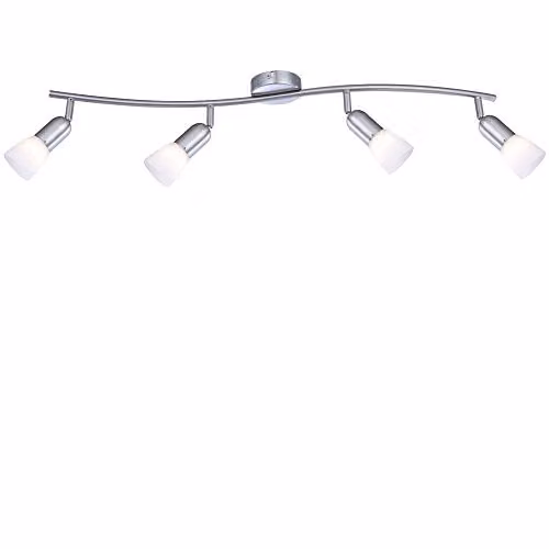 Globo Lighting Cathy Ceiling Spotlight Bar in Matt Nickel with White Glass Shades, 4x E14
