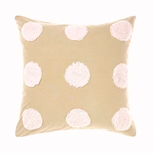 Linen House Haze Tufted Polka Dot Cotton Pillowcase Sham, Pink/Sand, W/D/H: 65 x 65 x 65 cm – 1