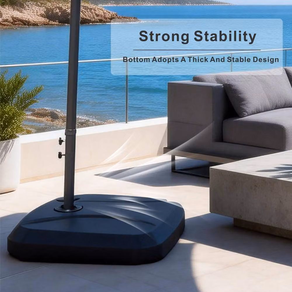 MIMO Garden Black Plastic Parasol Base, Water or Sand Filled Weighted Freestanding Umbrella Base, W/D/H: 60 x 60 x 15 cm – 3