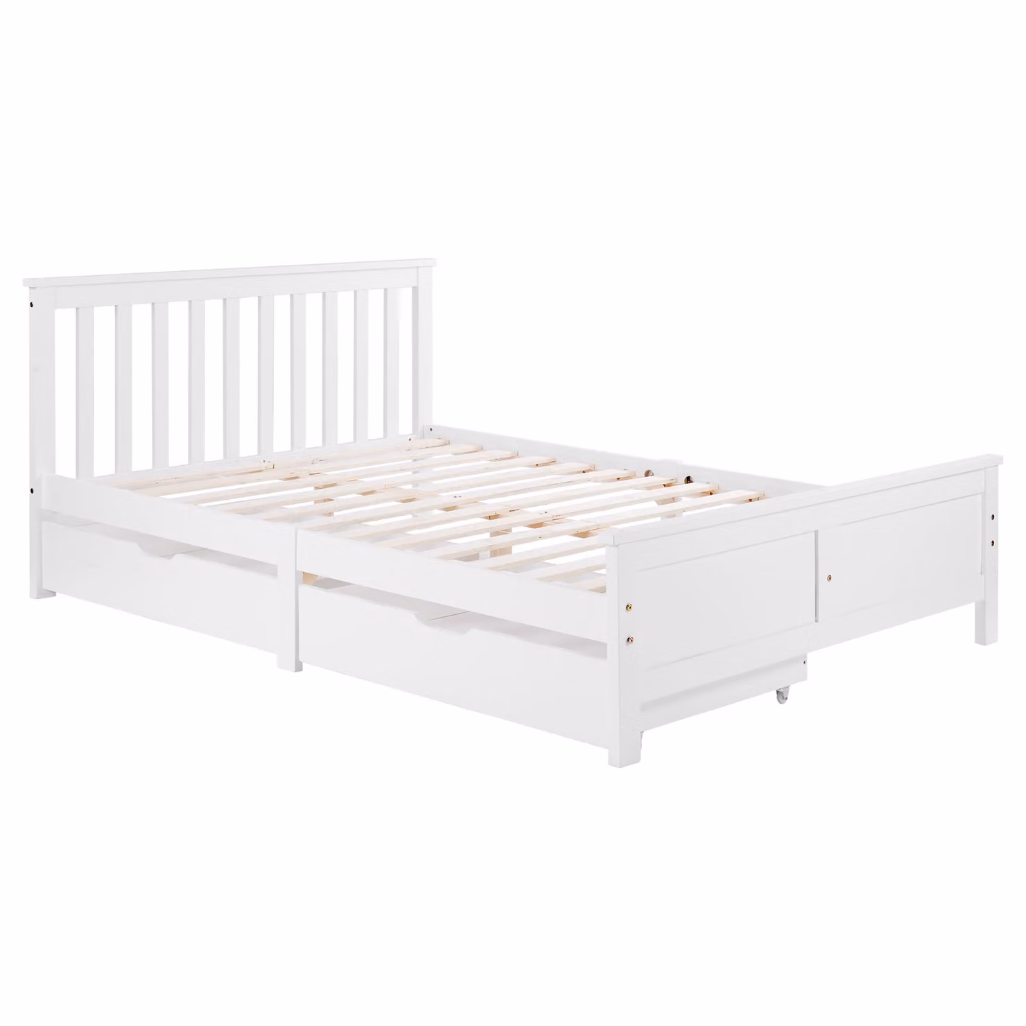 Aosom UK Elegant Solid Pine Double Bed Frame with Storage Drawers and Headboard in White, W/D/H: 196 x 146 x 82 cm – 2