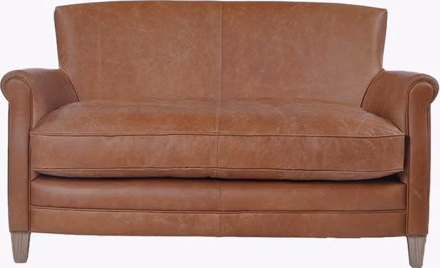 Remington Classic Upholstered Leather Sofa in Brown