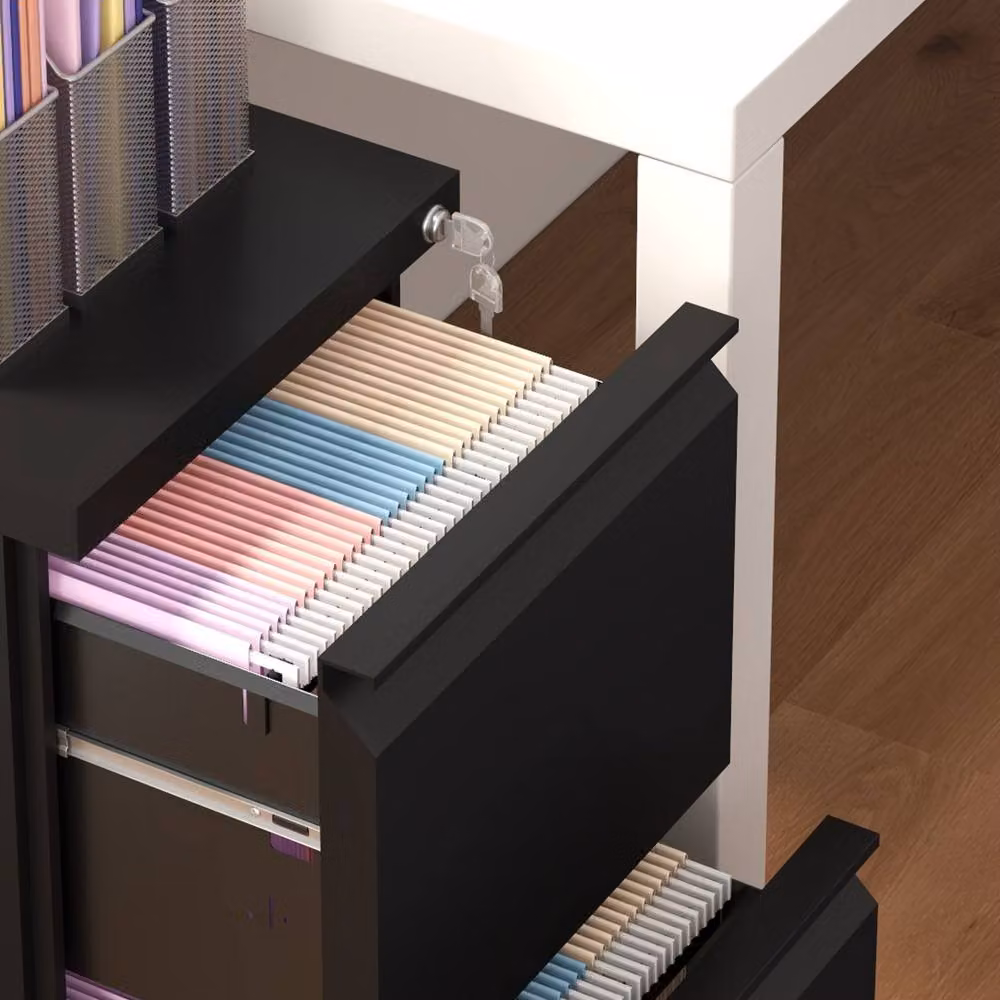 Rolipo Lockable 2-Drawer Steel Mobile Filing Cabinet in Black – 7