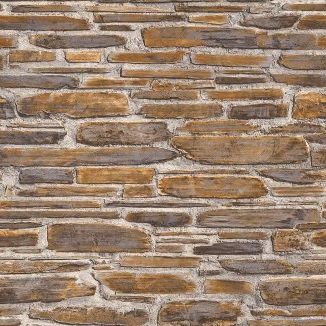 Rasch Modern Brick Slate Stone Wall Vinyl Wallpaper in Brown and Grey