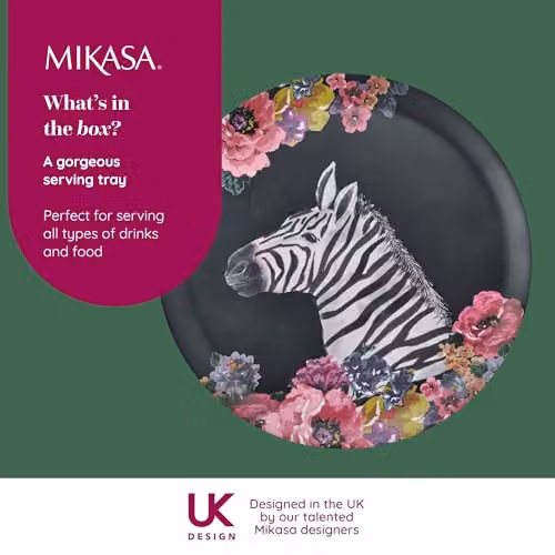 Mikasa Wild at Heart Zebra Round Melamine Serving Tray, Multicolour, Diameter: 36 cm – 3