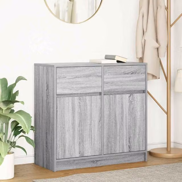 Berkfield Home Grey Sonoma Sideboard with Drawer, W/D/H: 80 x 34 x 76 cm – 1