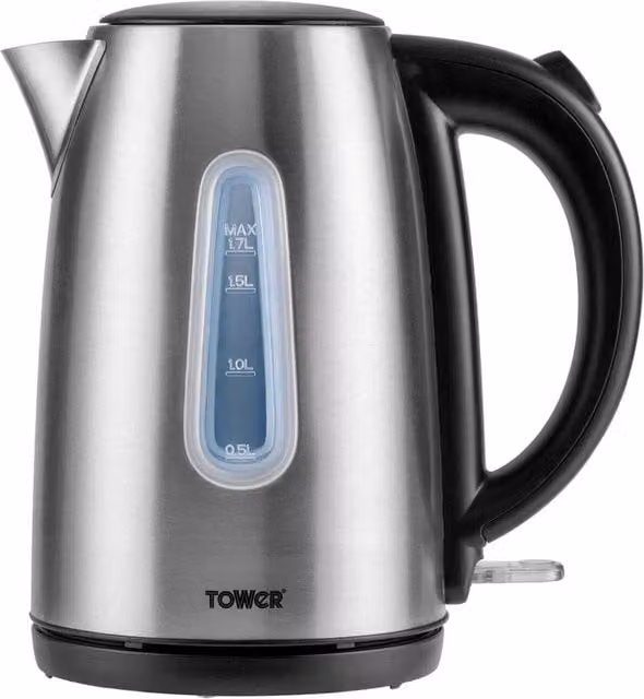 Tower Infinity 3KW 1.7 l Brushed Stainless Steel Jug Kettle in Grey and Silver with Auto Shut-off