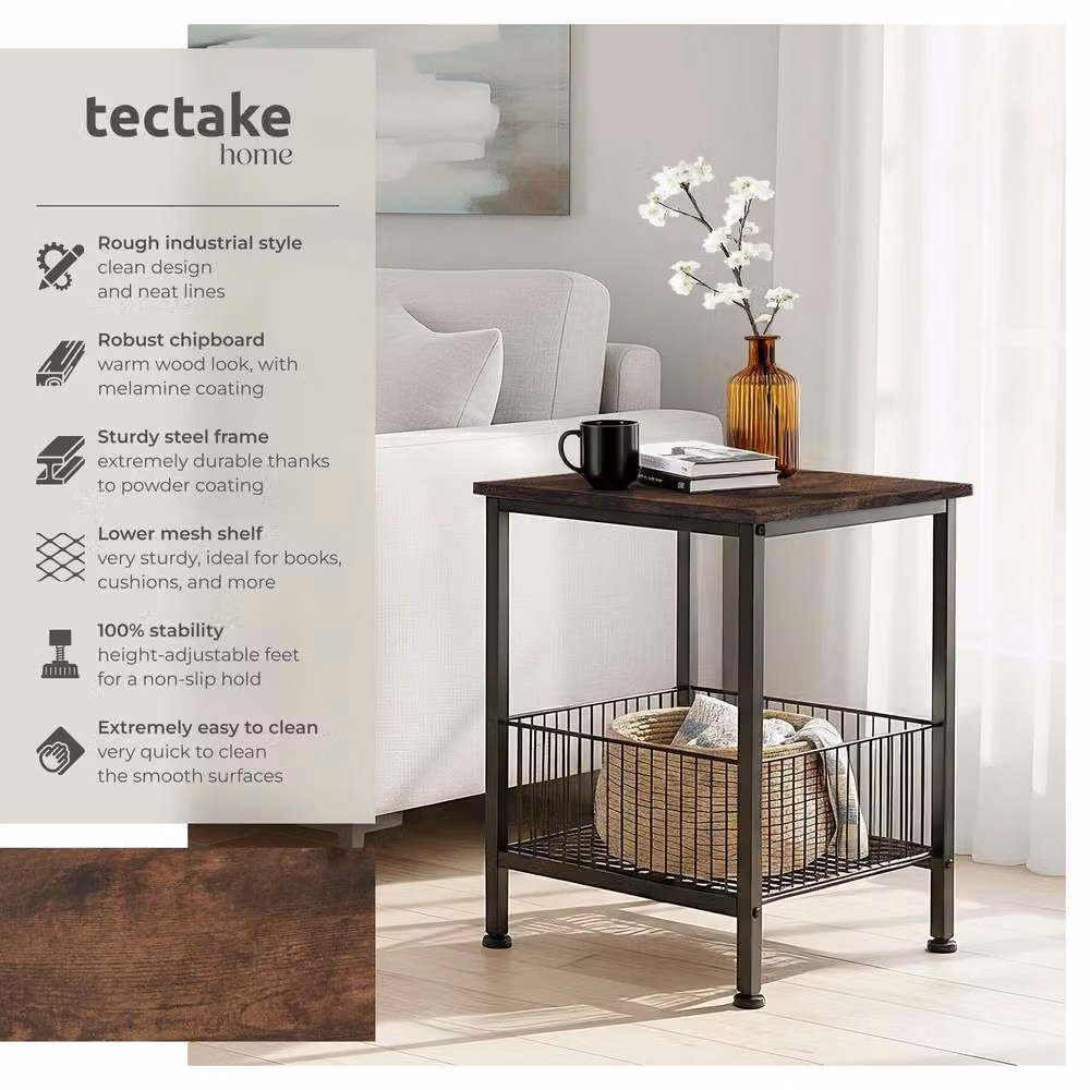 tectake Grimsby Bedside Table in Dark Brown – 2