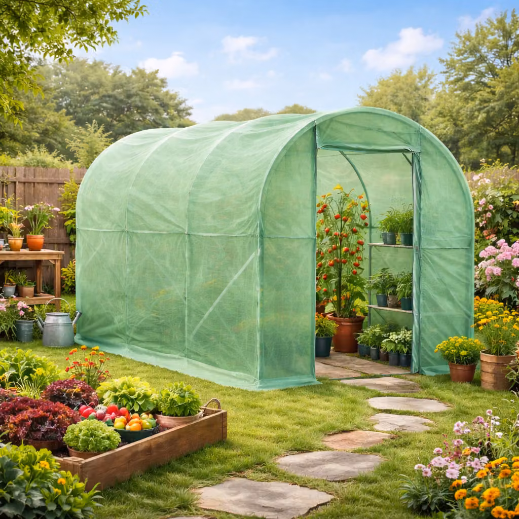 Outsunny Green Walk-In Polytunnel Greenhouse with Hinged Door, Heavy-Duty Galvanised Steel Frame and Tear-Resistant PE Cover, W/D/H: 3 x 2 x 2 m – 2