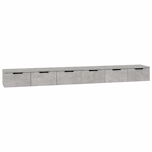 vidaXL Set of 2 Wall Mounted Cabinets in Concrete Grey, W/D/H: 102 x 30 x 20 cm – 1